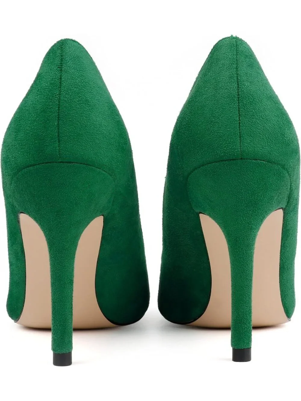 Women's Green Suede Closed Pointed Toe High Heel Pump Slip On Party Dress Shoes